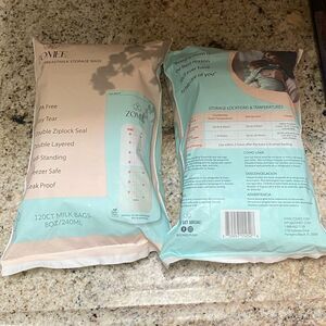 Zomee Breastmilk Storage Bags – 120 Count (Each) – 8oz/240ml – 2 Packs
